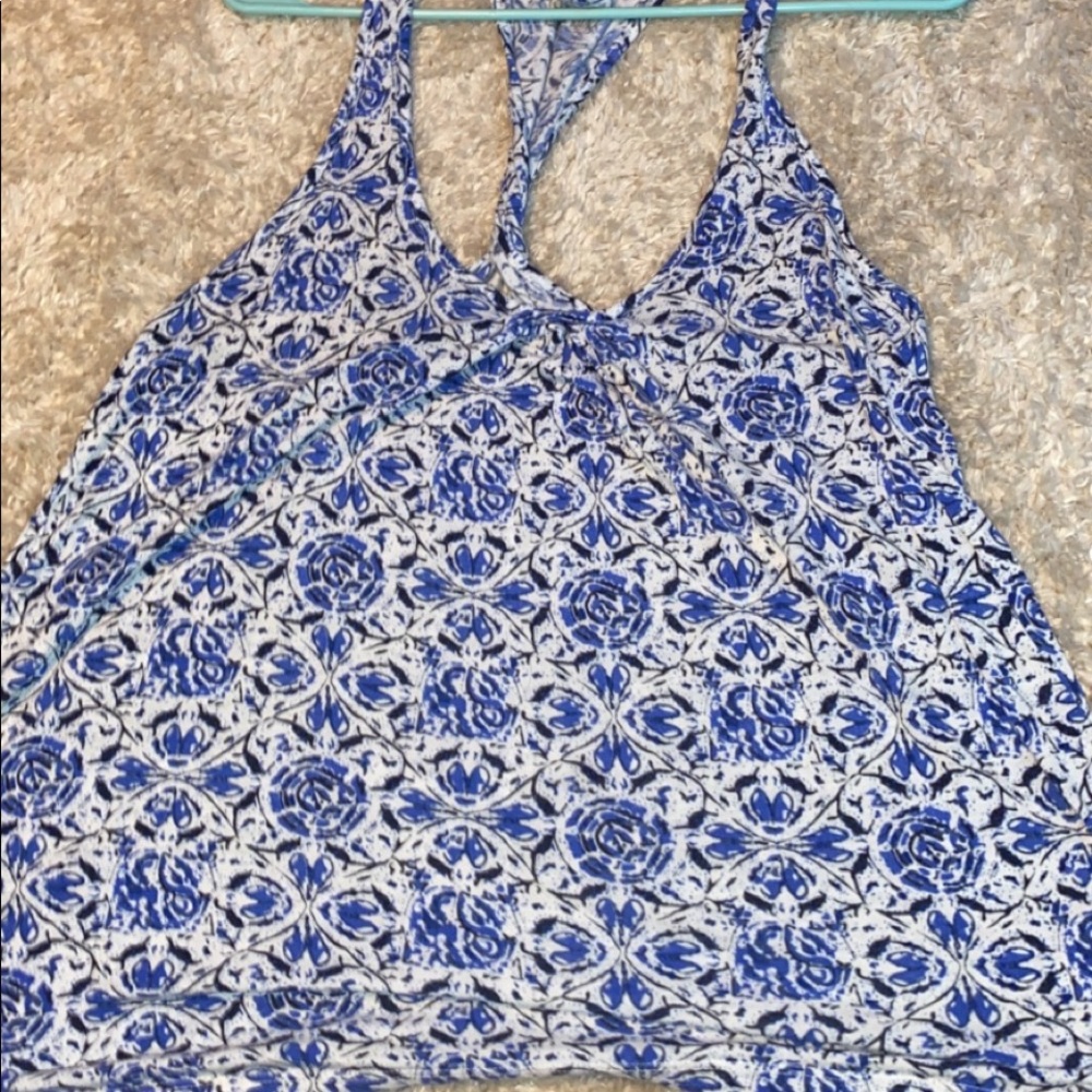 Converse blue flowey tank top with wrap around in back